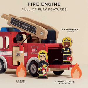 Le Toy Van fire engine with two firefighter characters