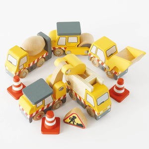 Le Toy Van wooden construction vehicles group shot