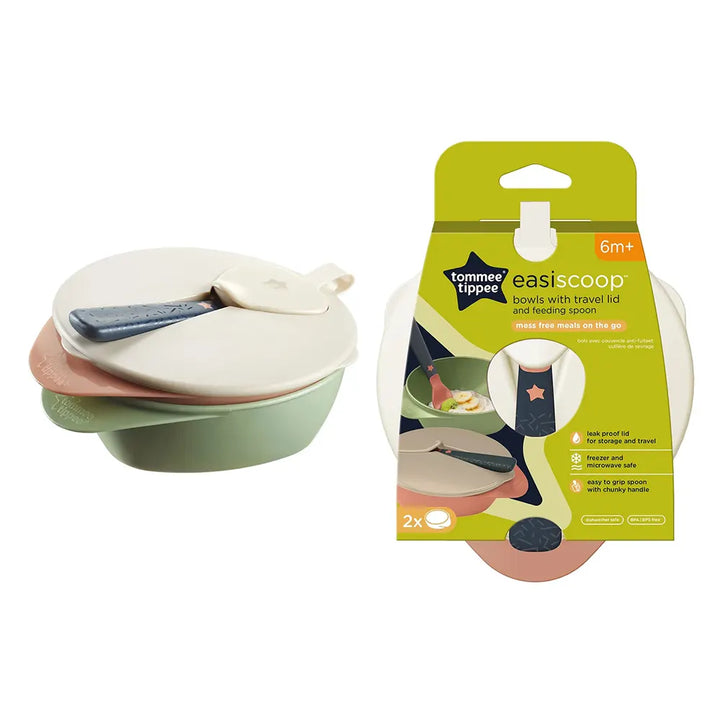 Tommee Tippee Feeding Bowls with Travel Lid & Spoon 6M+