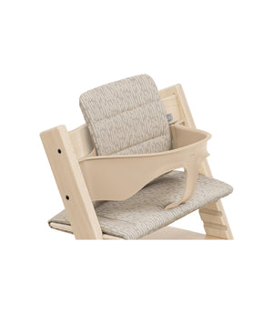 Close-up of the Stokke Tripp Trapp Cushion in Beige Timber fabric
