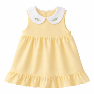 Twinkle Planet Organic Cotton Collar Sleeveless Dress - Custard Yellow