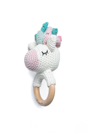 Maison Q Gracious Unicorn Crocheted Baby Rattle