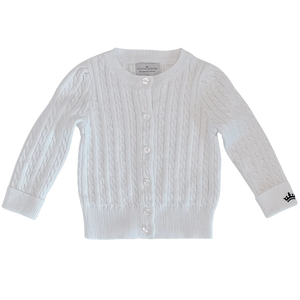 Count & Countess Organic Cotton Cable-Knit Cardigan - White