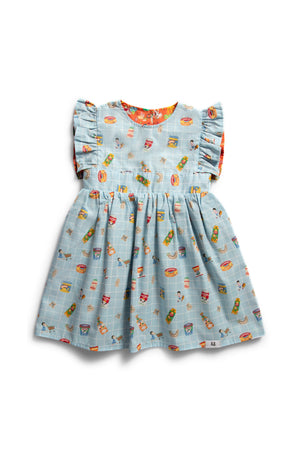 Maison Q Zoophoria Reversible Flared Sleeves Dress