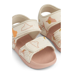 Liewood BLUMER strap sandals in Dream / Ecru, print detail
