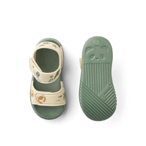 Liewood BLUMER strap sandals in Sea creature / Sandy, panda-embossed sole