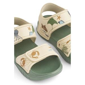 Liewood BLUMER strap sandals in Sea creature / Sandy, print detail