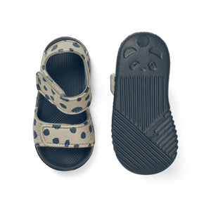 Liewood BLUMER strap sandals in Leo spots / Mist, pair and panda-embossed sole