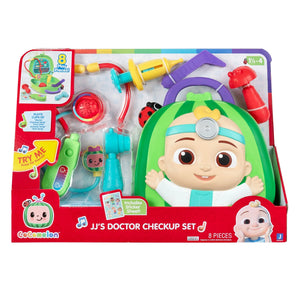 Cocomelon JJ's Doctor Checkup Set retail pack, 8 pieces