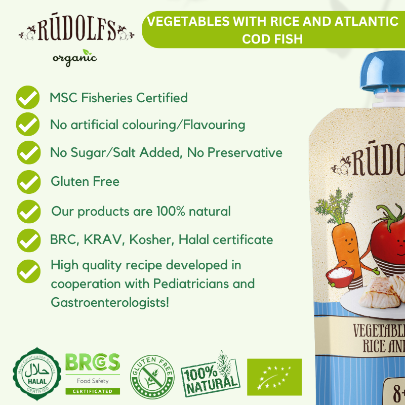Rudolfs Organic Vegetables With Rice And Fish (8m+)
