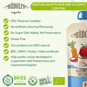 Rudolfs Organic Vegetables With Rice And Fish (8m+)