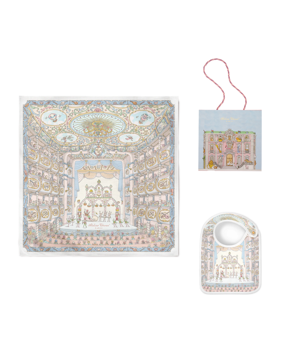 Atelier Choux Nutcracker Carré & Satin Bib set with Monceau Mansion Gift Box