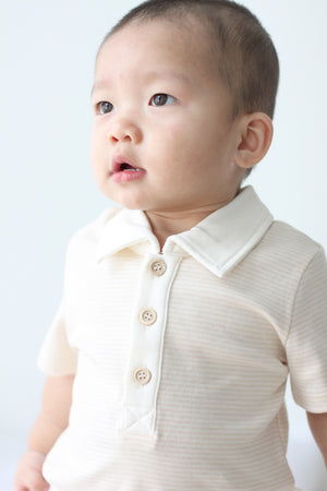 Baby wearing Twinkle Planet Brown Stripe polo shirt