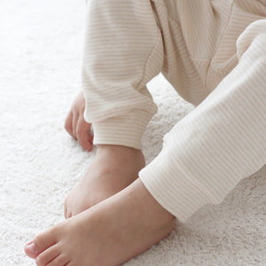 Twinkle Planet Brown Stripe pyjama fabric detail