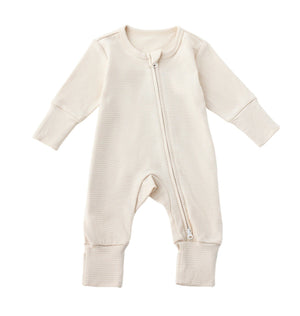 Twinkle Planet Organic Onepiece Pyjamas - Purely Natural, Brown Stripe