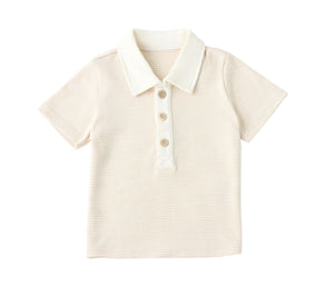 Twinkle Planet Organic Polo T-shirt - Brown Stripe