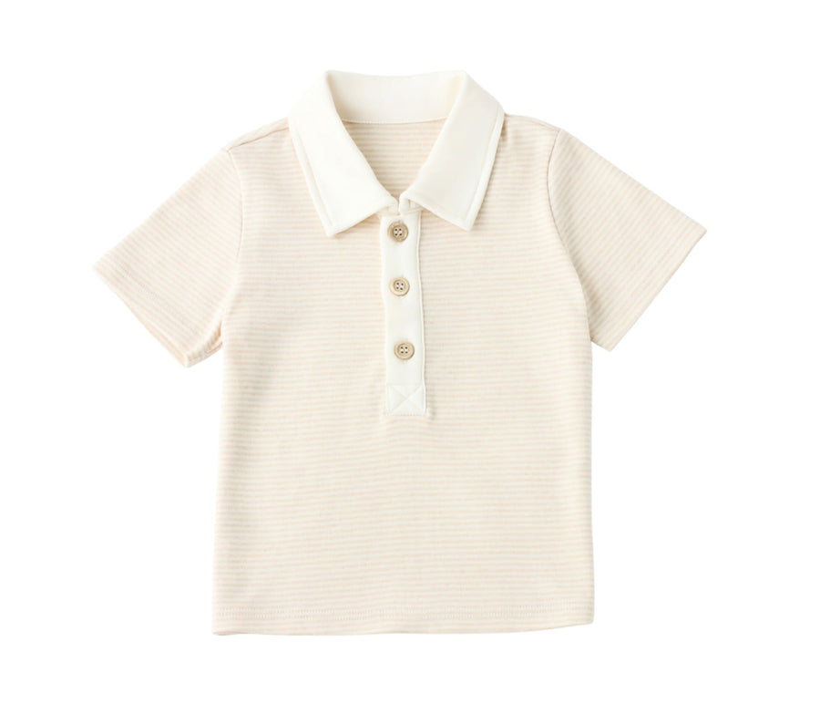 Twinkle Planet Organic Polo T-shirt - Brown Stripe