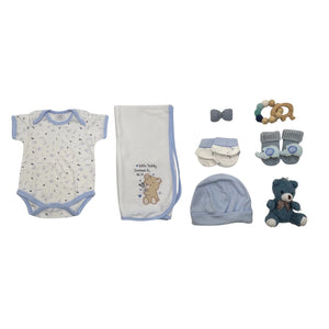 Baby Giftland Snuggle Bear Blue hamper contents, 8 items