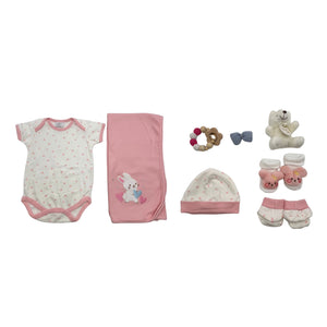 Baby Giftland Snuggle Bear Pink hamper contents, 8 items