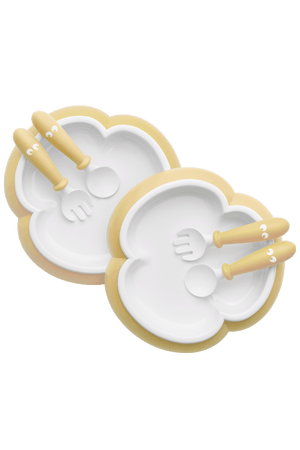 BabyBjorn Baby Plate, Spoon and Fork, 2 sets, Powder Yellow