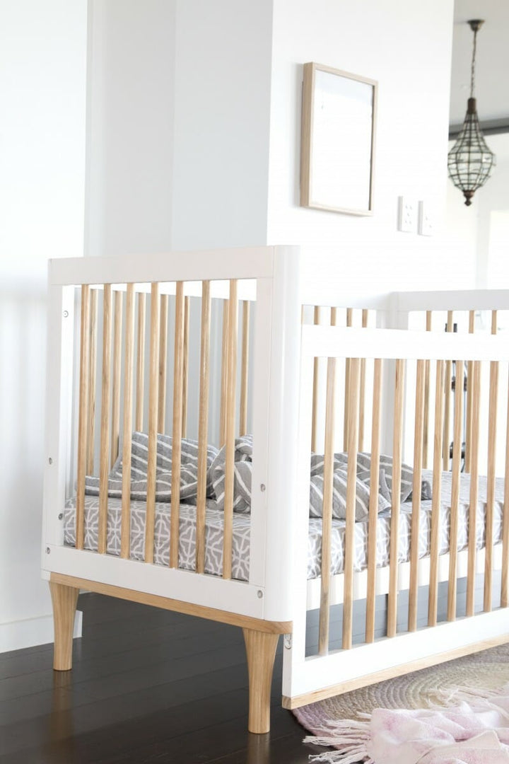 BABYHOOD RIYA COT (BEECH AND WHITE) + BABYHOOD MY FIRST INNERSPRING MATTRESS WITH VENTS