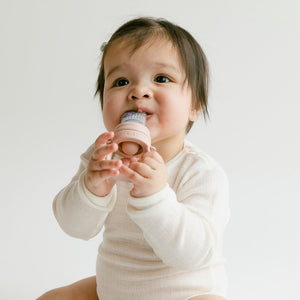 BIBS Baby Feeder Blush in use