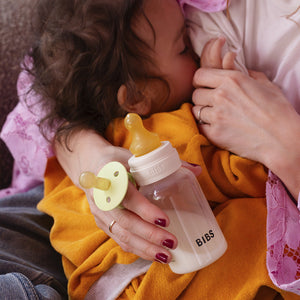 BIBS latex bottle teat in use