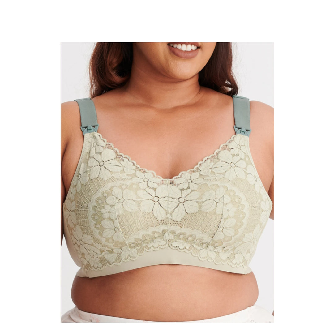 Bmama Lace Nursing Bra Super Big Cup Beige - Green
