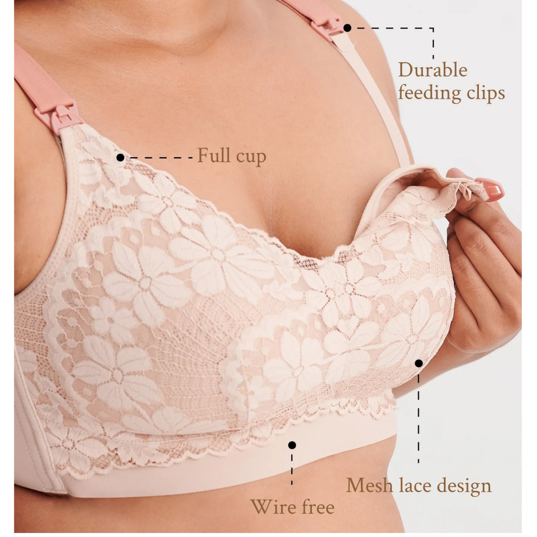 Bmama Lace Nursing Bra Super Big Cup Beige - Green