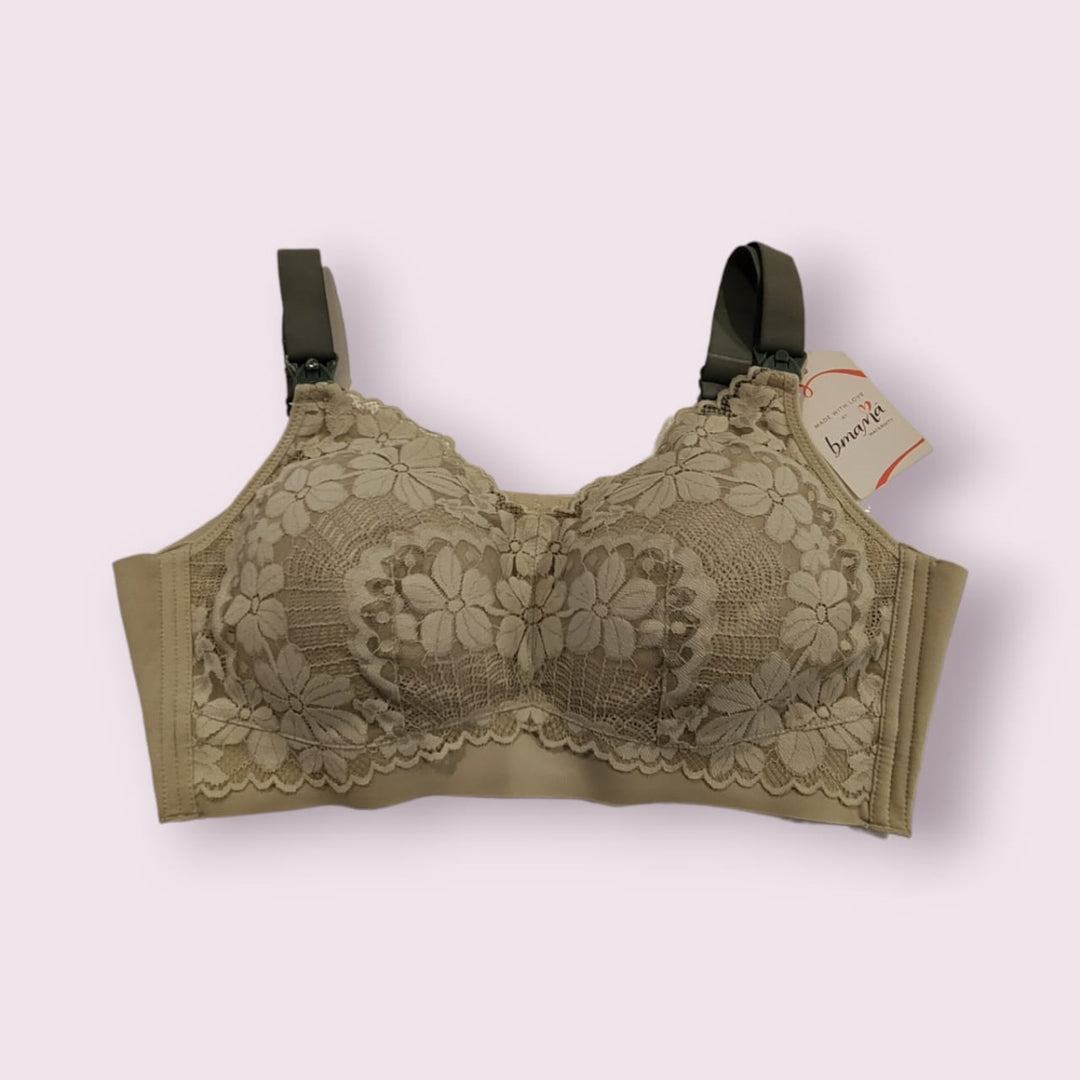 Bmama Lace Nursing Bra Super Big Cup Beige - Green
