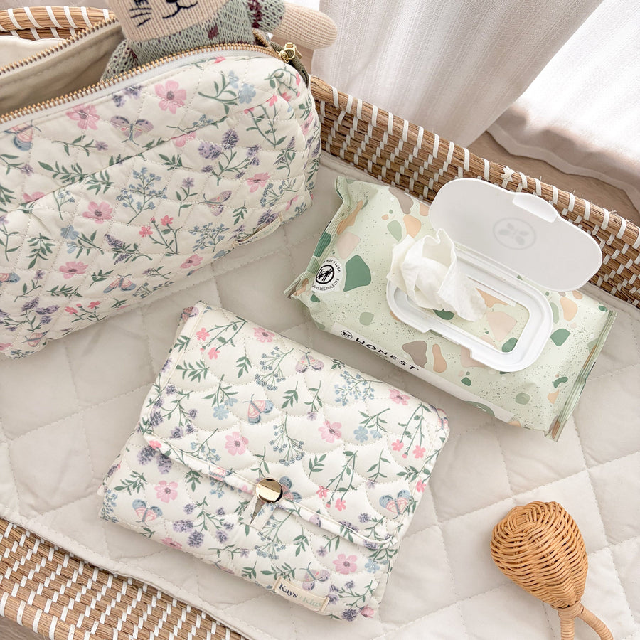 Kays+Kins Portable Changing Pad in the Bloomlet print