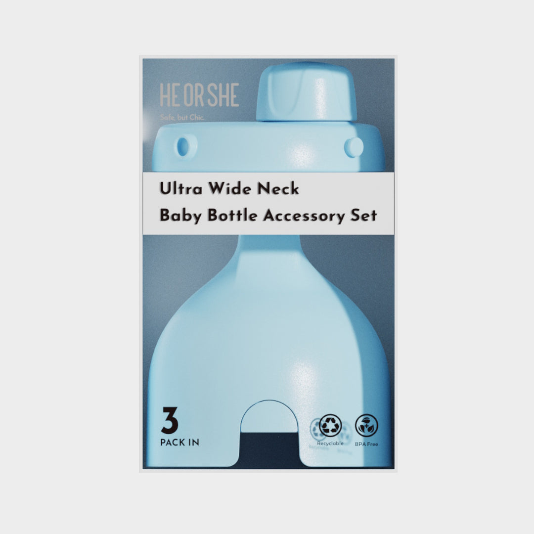 HE OR SHE Milk Bottle Cap + Collar + Storage Cap - Blue