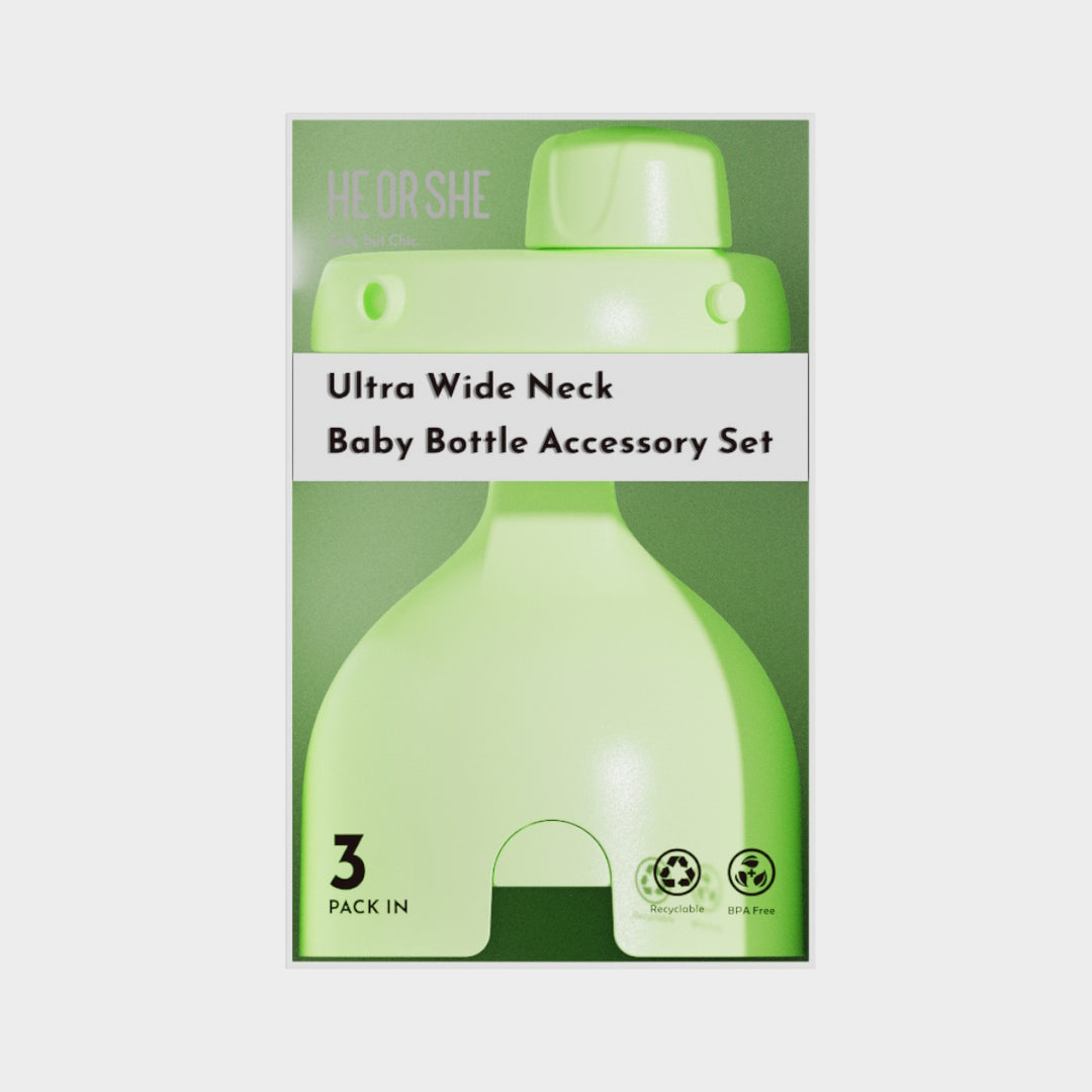 HE OR SHE Milk Bottle Cap + Collar + Storage Cap - Green