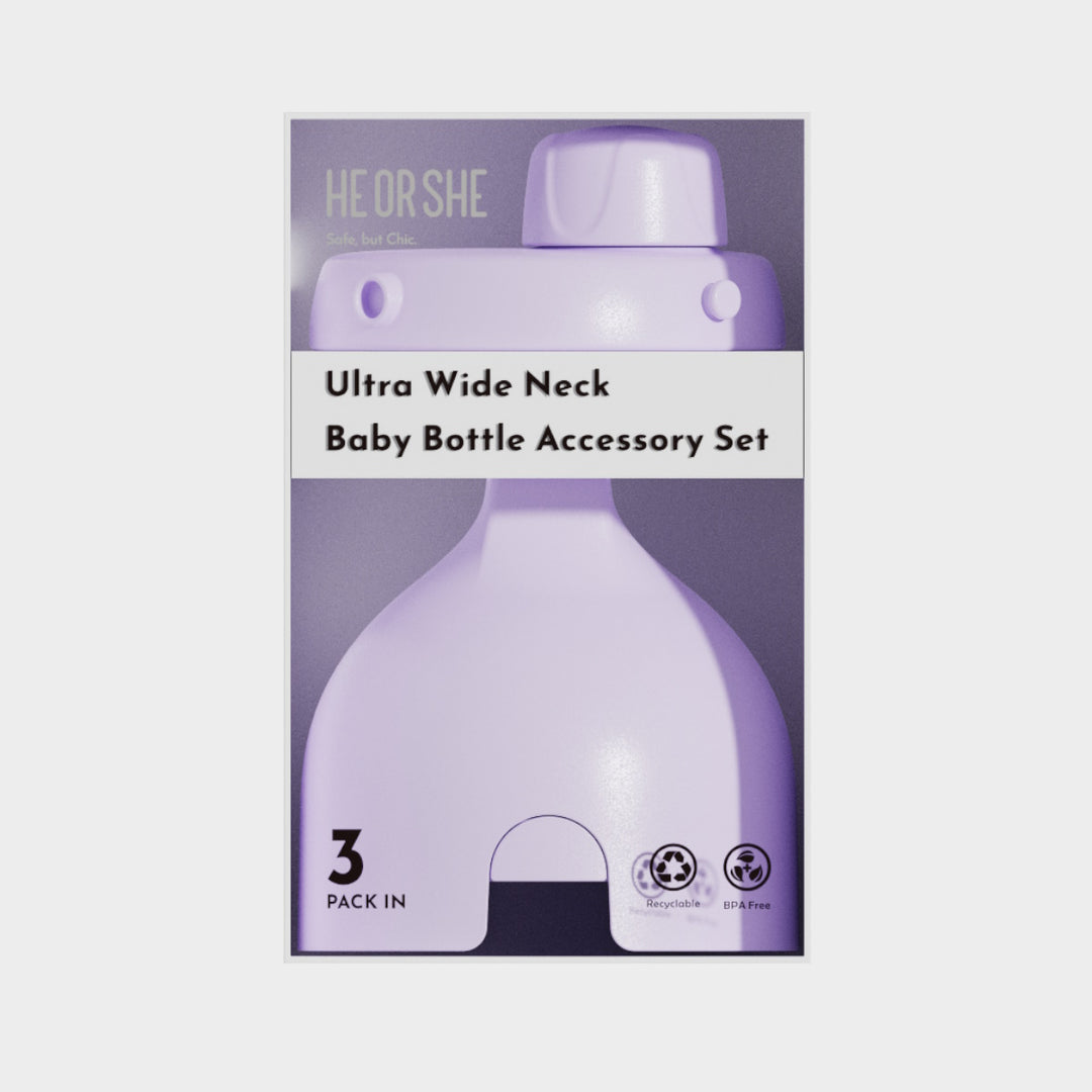 HE OR SHE Milk Bottle Cap + Collar + Storage Cap - Purple