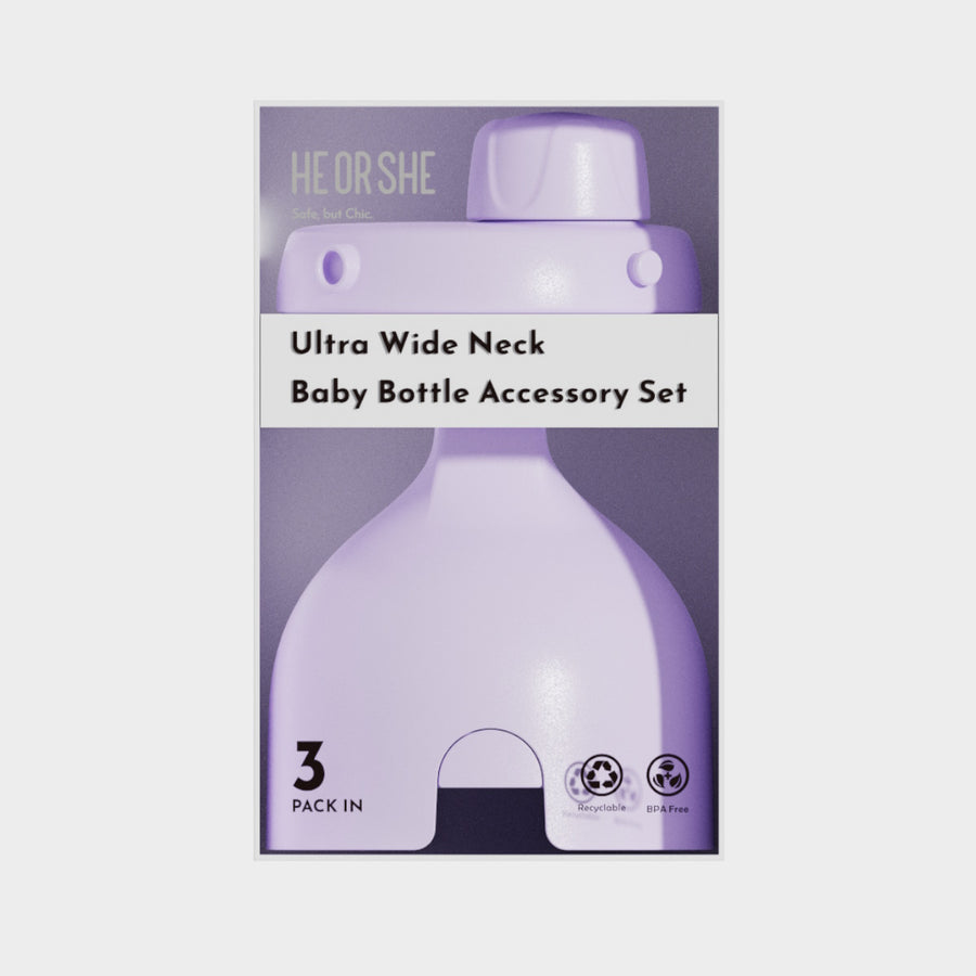 HE OR SHE Milk Bottle Cap + Collar + Storage Cap - Purple
