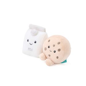 Milk and Cookie plush toys joined by magnets