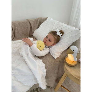 Baby sleeping with Bumble the Bee plush