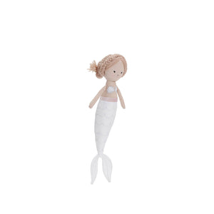 Pearl the Mermaid plush doll with cream linen tail