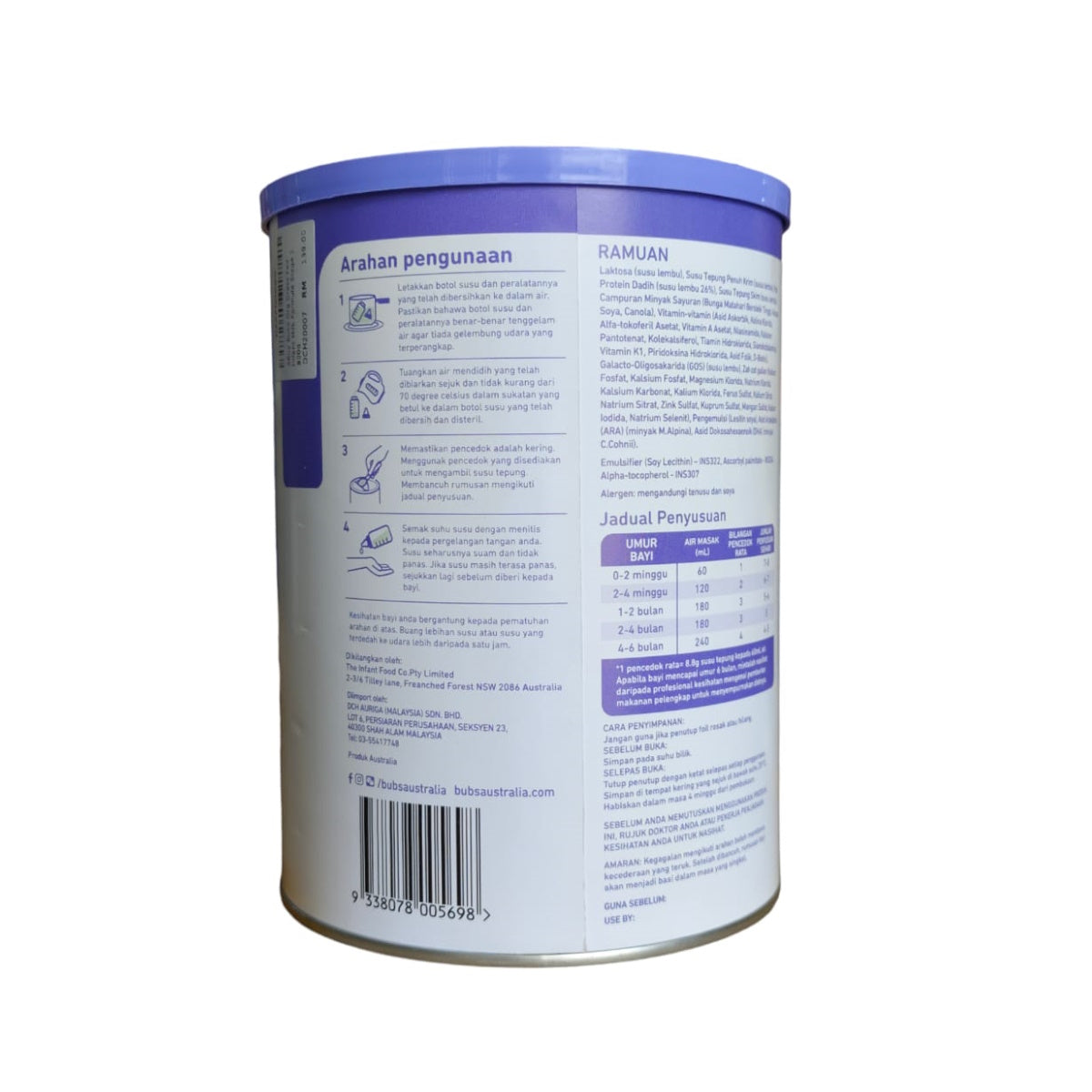 Bubs Organic Grass Fed Infant Milk Formula Stage 1, 800g (0-6m