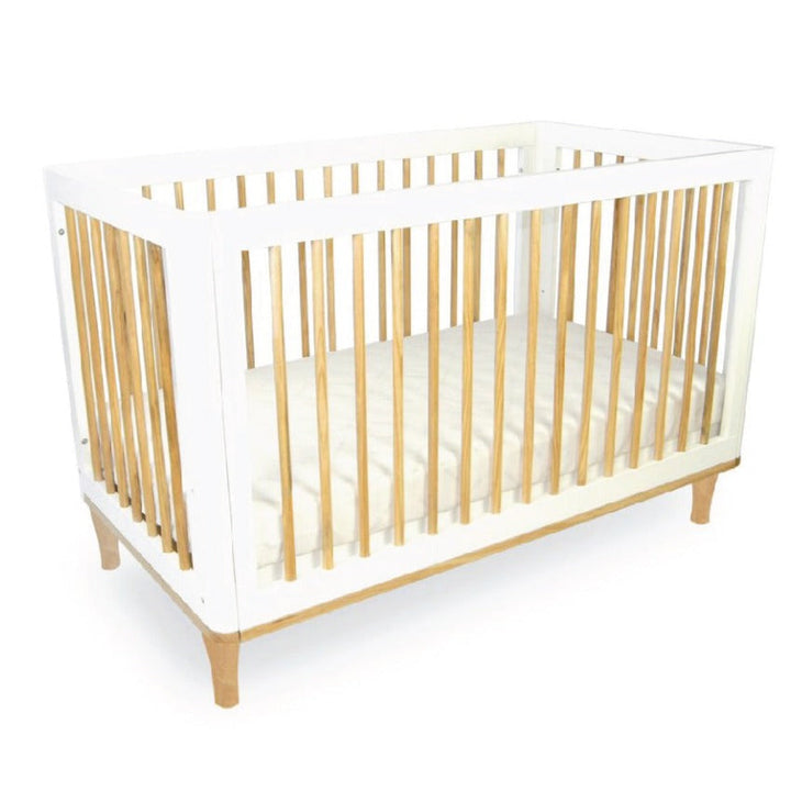 BABYHOOD RIYA COT (BEECH AND WHITE) + BABYHOOD MY FIRST INNERSPRING MATTRESS WITH VENTS