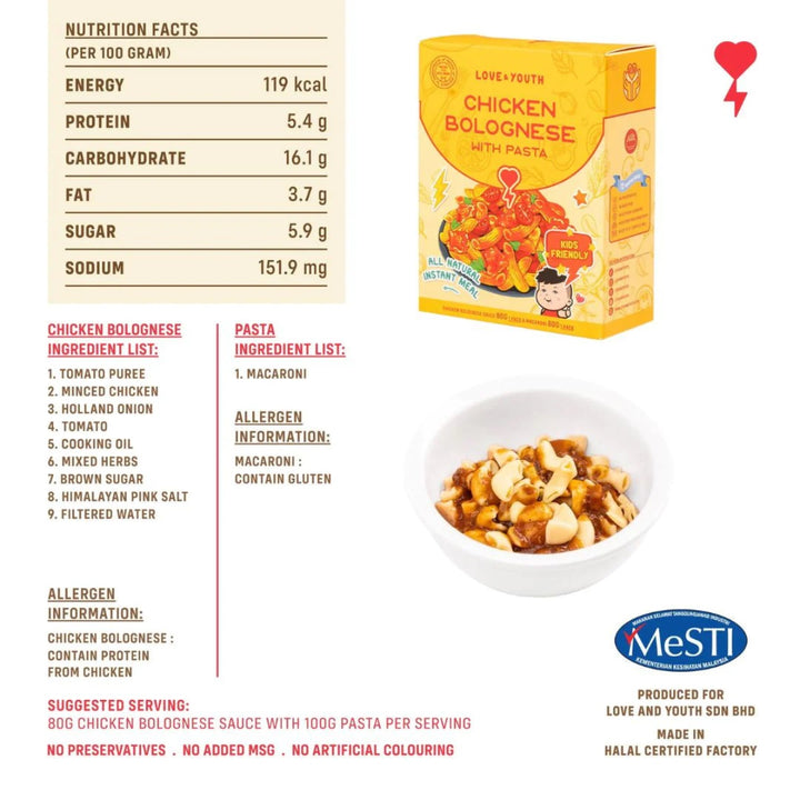 Love & Youth Chicken Bolognese with Pasta