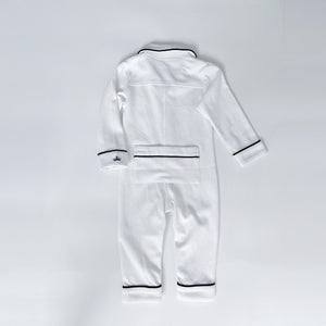 Classic White Pima romper sleepsuit, back view