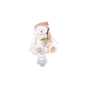 Doudou et Compagnie Anniversary pink bear with dummy clip, 20 cm