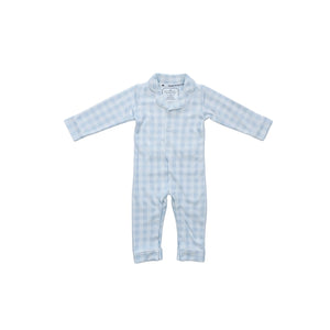 Count & Countess Baby Pima Romper Sleepsuit in Blue Gingham