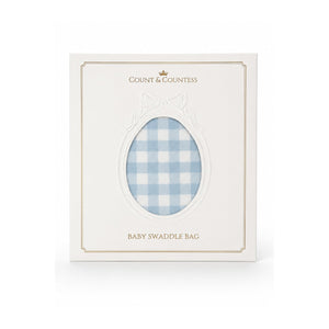 Count & Countess Baby Swaddle Bag gift box, Baby Blue Gingham