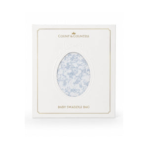 Count & Countess Baby Swaddle Bag gift box, Toile De Jouy Blue