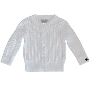 Count & Countess Organic Cotton Cable-Knit Cardigan - White