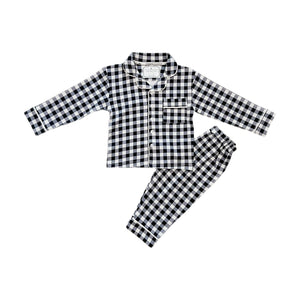 Count & Countess Kids Pima PJ Set in Navy Gingham