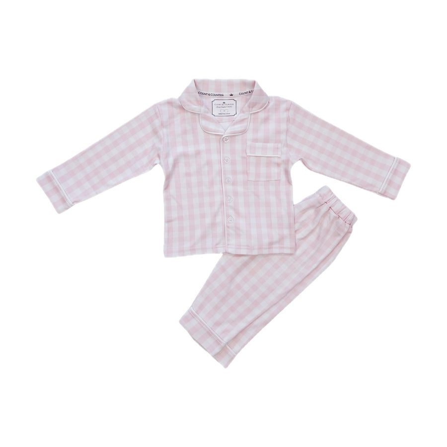 Count & Countess Kids Pima PJ Set in Pink Gingham