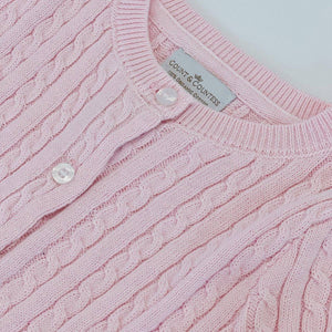 Count & Countess Organic Cotton Cable-Knit Baby Cardigan - Pink